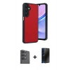 MARSİLYAN™- Galaxy A16 5G Kılıf Kıvılcım Işık Serisi - Siyah 3D Antistatik Hayalet Cam Ekran Koruyucu + Raze Metal Kamera Lens - SH