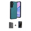 MARSİLYAN™- Galaxy A16 5G Kılıf Kıvılcım Işık Serisi - Siyah 3D Antistatik Hayalet Cam Ekran Koruyucu + Raze Metal Kamera Lens - SH