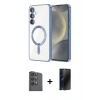 MARSİLYAN™- Galaxy A16 5G Kılıf Nova Işık Özel Seri - Siyah 3D Antistatik Hayalet Cam Ekran Koruyucu + Raze Metal Kamera Lens - SH