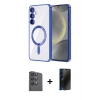 MARSİLYAN™- Galaxy A16 5G Kılıf Nova Işık Özel Seri - Siyah 3D Antistatik Hayalet Cam Ekran Koruyucu + Raze Metal Kamera Lens - SH