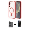 MARSİLYAN™- Galaxy A16 5G Kılıf Nova Işık Özel Seri - Siyah 3D Antistatik Hayalet Cam Ekran Koruyucu + Raze Metal Kamera Lens - SH