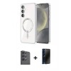 MARSİLYAN™- Galaxy A16 5G Kılıf Nova Işık Özel Seri - Siyah 3D Antistatik Hayalet Cam Ekran Koruyucu + Raze Metal Kamera Lens - SH