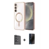 MARSİLYAN™- Galaxy A16 5G Kılıf Nova Işık Özel Seri - Siyah 3D Antistatik Hayalet Cam Ekran Koruyucu + Raze Metal Kamera Lens - SH