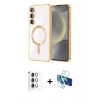 MARSİLYAN™- Galaxy A16 5G Kılıf Nova Işık Özel Seri - Siyah 3D Antistatik Seramik Nano Ekran Koruyucu + Raze Metal Kamera Lens - GS
