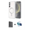MARSİLYAN™- Galaxy A16 5G Kılıf Nova Işık Özel Seri - Siyah 3D Antistatik Seramik Nano Ekran Koruyucu + Siyah Raze Metal Kamera Lens