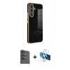 MARSİLYAN™- Galaxy A16 5G Kılıf Yankı Serisi - Siyah 3D Antistatik Seramik Nano Ekran Koruyucu + Raze Metal Kamera Lens - SH