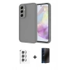 MARSİLYAN™- Galaxy A16 5G Kılıf Yankı Yansıma Özel Seri - Siyah 3D Antistatik Hayalet Cam Ekran Koruyucu + Raze Metal Kamera Lens - GS