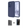 MARSİLYAN™- Galaxy A16 5G Kılıf Yankı Yansıma Özel Seri - Siyah 3D Antistatik Hayalet Cam Ekran Koruyucu + Raze Metal Kamera Lens - SH