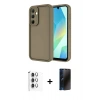 MARSİLYAN™- Galaxy A16 5G Kılıf Yankı Yansıma Özel Seri - Siyah 3D Antistatik Hayalet Cam Ekran Koruyucu + Raze Metal Kamera Lens - GS