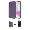 MARSİLYAN™- Galaxy A16 5G Kılıf Yankı Yansıma Özel Seri - Siyah 3D Antistatik Hayalet Cam Ekran Koruyucu + Raze Metal Kamera Lens - SH