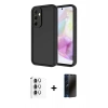 MARSİLYAN™- Galaxy A16 5G Kılıf Yankı Yansıma Özel Seri - Siyah 3D Antistatik Hayalet Cam Ekran Koruyucu + Raze Metal Kamera Lens - GS