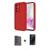 MARSİLYAN™- Galaxy A16 5G Kılıf Yankı Yansıma Özel Seri - Siyah 3D Antistatik Hayalet Cam Ekran Koruyucu + Raze Metal Kamera Lens - SH