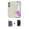 MARSİLYAN™- Galaxy A16 5G Kılıf Yankı Yansıma Özel Seri - Siyah 3D Antistatik Hayalet Cam Ekran Koruyucu + Raze Metal Kamera Lens - SH