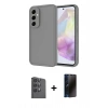 MARSİLYAN™- Galaxy A16 5G Kılıf Yankı Yansıma Özel Seri - Siyah 3D Antistatik Hayalet Cam Ekran Koruyucu + Raze Metal Kamera Lens - SH