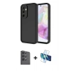 MARSİLYAN™- Galaxy A16 5G Kılıf Yankı Yansıma Özel Seri - Siyah 3D Antistatik Seramik Nano Ekran Koruyucu + Raze Metal Kamera Lens - SH