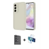 MARSİLYAN™- Galaxy A16 5G Kılıf Yankı Yansıma Özel Seri - Siyah 3D Antistatik Seramik Nano Ekran Koruyucu + Raze Metal Kamera Lens - SH