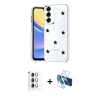 MARSİLYAN™- Galaxy A16 5G Kılıf Yörünge Form - Siyah 3D Antistatik Seramik Nano Ekran Koruyucu + Raze Metal Kamera Lens - GS