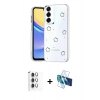 MARSİLYAN™- Galaxy A16 5G Kılıf Yörünge Form - Siyah 3D Antistatik Seramik Nano Ekran Koruyucu + Raze Metal Kamera Lens - GS