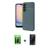 MARSİLYAN™- Galaxy A17 5G Kılıf Eksen Form Prime - Siyah 3D Antistatik Hayalet Cam Ekran Koruyucu + Raze Metal Kamera Lens - SH