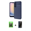 MARSİLYAN™- Galaxy A17 5G Kılıf Eksen Form Prime - Siyah 3D Antistatik Hayalet Cam Ekran Koruyucu + Raze Metal Kamera Lens - SH
