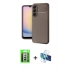 MARSİLYAN™- Galaxy A17 5G Kılıf Eksen Form Prime - Siyah 3D Antistatik Seramik Nano Ekran Koruyucu + Raze Metal Kamera Lens - GS