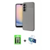 MARSİLYAN™- Galaxy A17 5G Kılıf Eksen Form Prime - Siyah 3D Antistatik Seramik Nano Ekran Koruyucu + Raze Metal Kamera Lens - GS