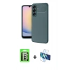 MARSİLYAN™- Galaxy A17 5G Kılıf Eksen Form Prime - Siyah 3D Antistatik Seramik Nano Ekran Koruyucu + Raze Metal Kamera Lens - GS