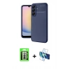 MARSİLYAN™- Galaxy A17 5G Kılıf Eksen Form Prime - Siyah 3D Antistatik Seramik Nano Ekran Koruyucu + Raze Metal Kamera Lens - GS