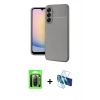 MARSİLYAN™- Galaxy A17 5G Kılıf Eksen Form Prime - Siyah 3D Antistatik Seramik Nano Ekran Koruyucu + Raze Metal Kamera Lens - SH