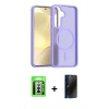 MARSİLYAN™- Galaxy A17 5G Kılıf Siluet Minimal Prime - Siyah 3D Antistatik Hayalet Cam Ekran Koruyucu + Raze Metal Kamera Lens - GS