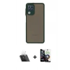 MARSİLYAN™- Galaxy A22 Kılıf Ahenk Çizgi Serisi - Şeffaf Temperli Cam Ekran Koruyucu + Kamera Lens Koruma Cam - SF