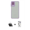 MARSİLYAN™- Galaxy A22 Kılıf Ahenk Çizgi Serisi - Şeffaf Uv Polymer Nano Ekran Koruyucu + Kamera Lens Koruma Cam - SF