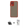 MARSİLYAN™- Galaxy A22 Kılıf Ahenk Çizgi Serisi - Şeffaf Uv Polymer Nano Ekran Koruyucu + Kamera Lens Koruma Cam - SF