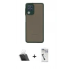 MARSİLYAN™- Galaxy A22 Kılıf Ahenk Çizgi Serisi - Şeffaf Uv Polymer Nano Ekran Koruyucu + Kamera Lens Koruma Cam - SF