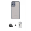 MARSİLYAN™- Galaxy A22 Kılıf Ahenk Çizgi Serisi - Şeffaf Uv Polymer Nano Ekran Koruyucu + Kamera Lens Koruma Cam - SF