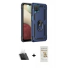 MARSİLYAN™- Galaxy A22 Kılıf Ahenk Klasik Koleksiyonu - Siyah Mat Seramik Nano Ekran Koruyucu + Kamera Lens Koruma Cam - SF