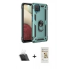 MARSİLYAN™- Galaxy A22 Kılıf Ahenk Klasik Koleksiyonu - Siyah Mat Seramik Nano Ekran Koruyucu + Kamera Lens Koruma Cam - SF