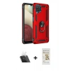 MARSİLYAN™- Galaxy A22 Kılıf Ahenk Klasik Koleksiyonu - Siyah Mat Seramik Nano Ekran Koruyucu + Kamera Lens Koruma Cam - SF