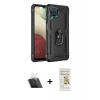 MARSİLYAN™- Galaxy A22 Kılıf Ahenk Klasik Koleksiyonu - Siyah Mat Seramik Nano Ekran Koruyucu + Kamera Lens Koruma Cam - SF
