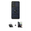 MARSİLYAN™- Galaxy A22 Kılıf Ahenk Klasik - Şeffaf Temperli Cam Ekran Koruyucu + Şeffaf Kamera Lens Koruma Cam