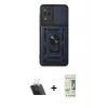 MARSİLYAN™- Galaxy A22 Kılıf Ahenk Klasik - Siyah 20D Premium Cam Ekran Koruyucu + Kamera Lens Koruma Cam - SF