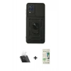 MARSİLYAN™- Galaxy A22 Kılıf Ahenk Klasik - Siyah 20D Premium Cam Ekran Koruyucu + Kamera Lens Koruma Cam - SF
