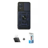 MARSİLYAN™- Galaxy A22 Kılıf Ahenk Klasik - Siyah 5D Eko Cam Ekran Koruyucu + Kamera Lens Koruma Cam - SF