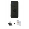 MARSİLYAN™- Galaxy A22 Kılıf Ahenk Klasik - Siyah Seramik Nano Ekran Koruyucu + Kamera Lens Koruma Cam - SF