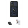 MARSİLYAN™- Galaxy A22 Kılıf Ahenk Klasik - Siyah Seramik Nano Ekran Koruyucu + Kamera Lens Koruma Cam - SF