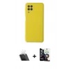 MARSİLYAN™- Galaxy A22 Kılıf Ahenk Serisi - Şeffaf Temperli Cam Ekran Koruyucu + Kamera Lens Koruma Cam - SF