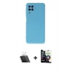 MARSİLYAN™- Galaxy A22 Kılıf Ahenk Serisi - Şeffaf Temperli Cam Ekran Koruyucu + Kamera Lens Koruma Cam - SF