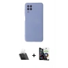 MARSİLYAN™- Galaxy A22 Kılıf Ahenk Serisi - Şeffaf Temperli Cam Ekran Koruyucu + Kamera Lens Koruma Cam - SF