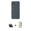 MARSİLYAN™- Galaxy A22 Kılıf Ahenk Serisi - Siyah 20D Premium Cam Ekran Koruyucu + Kamera Lens Koruma Cam - SF