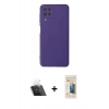 MARSİLYAN™- Galaxy A22 Kılıf Ahenk Serisi - Siyah 6D Mat Seramik Hayalet Nano Ekran Koruyucu + Kamera Lens Koruma Cam - SF